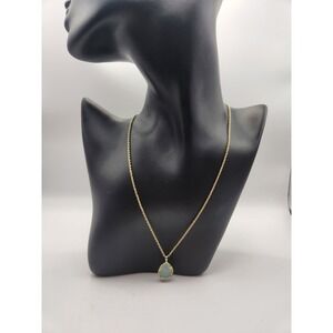 Kendra Scott Elisa Pendant Necklace Gold Tone Seafoam Green Faceted Teardrop